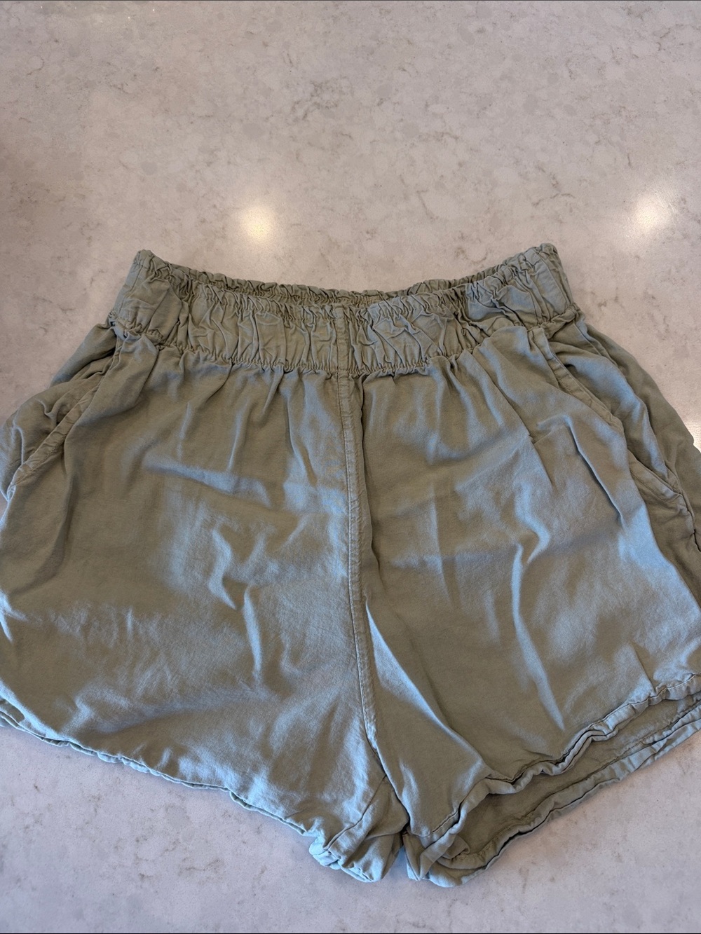 Altar'd State Olive Green High-Waist Elastic Waist Shorts